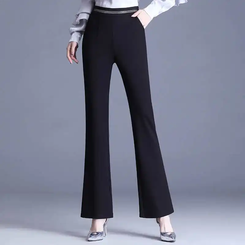 Top Trends: Office Lady All-match High Waist Suits Pants Spring Autumn Korean Fashion Women Straight Black Casual Loose Flare Trousers 2022 Shoppable Styles