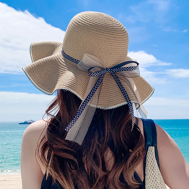 Top Trends: Summer Hat Women Beach Sun Hat For Women Flat Top Ribbon Bowknot Elegant Luxury Straw Women Summer Hats Sombreros De Mujer Shoppable Styles