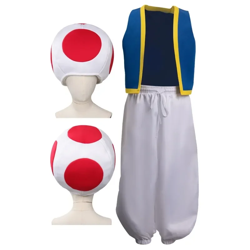 Top Trends: Halloween Costume Cosplay Game Anime Toad Red Mushrooms Hat Vest Pants Carnival Party Cloth Accessories Roleplay Kids Boys Gift Shoppable Styles