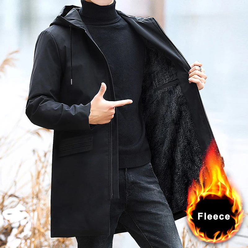 Top Trends: 2023 New Plus Size Men's Winter Warm Jacket Fleece Parka Coat Black Hooded Windbreaker Outwear Fleec Jacket Long Parkas 8XL Shoppable Styles