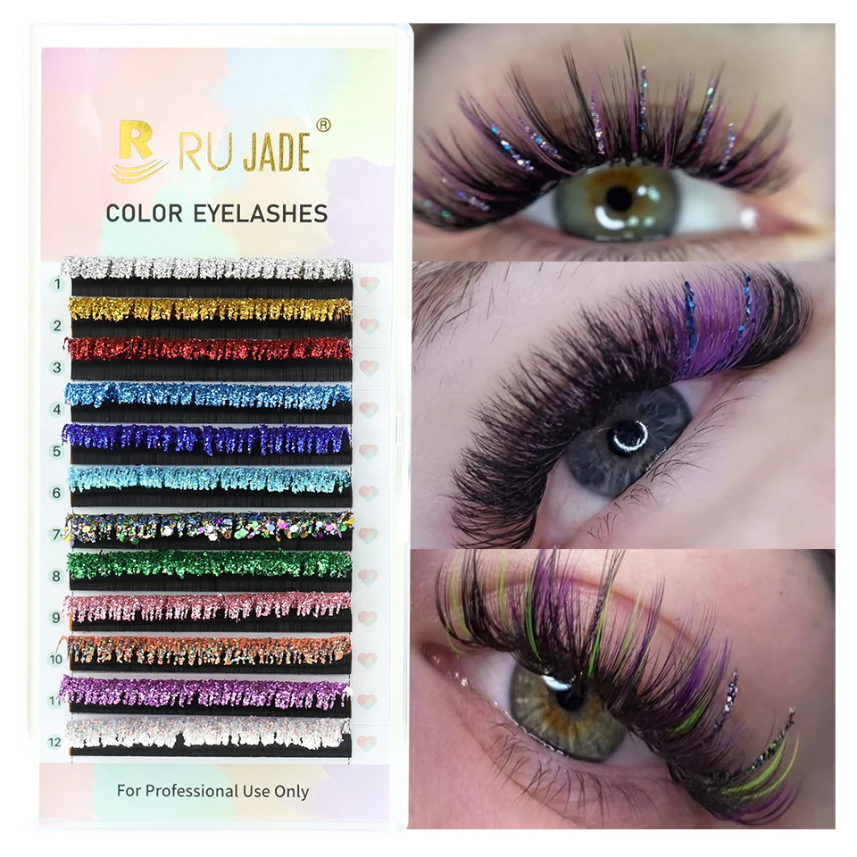 Top Trends: NEW Mix Colors Glitter Eyelash Extensions Fashion Shiny Colorful False Eyelash Russian Volume Colors Glitter Lashes Party Makeup Shoppable Styles