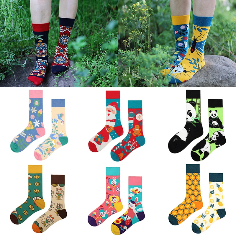 Top Trends: AB Version Asymmetrical Couple Trend Medium High Cotton Color Socks Shoppable Styles