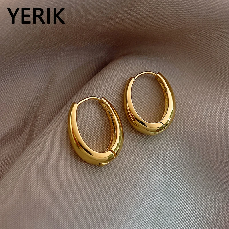 Top Trends: 2023 New Classic Copper Alloy Smooth Metal Hoop Earrings For Woman Fashion Korean Jewelry Temperament Girl&#039;s Daily Wear Earrings Shoppable Styles