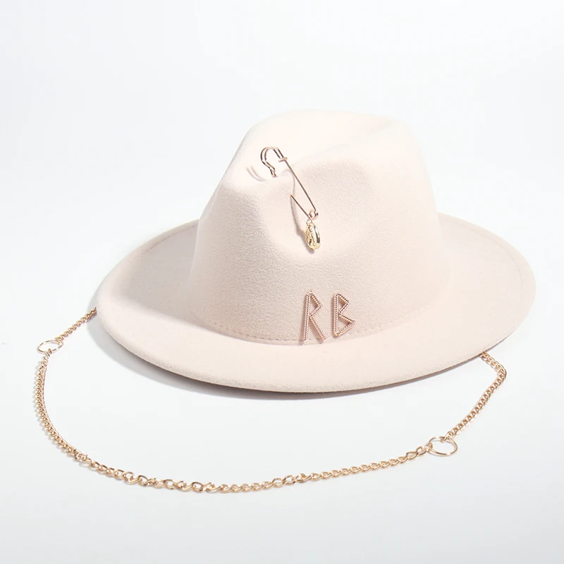 Top Trends: New Luxury Desige Letter Fedora Hat For Women Metal Chain Decor Jazz Hat Party Church Caps Shoppable Styles