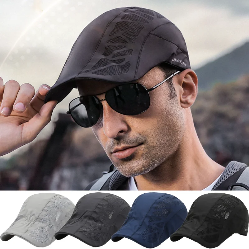 Top Trends: Men Beret Hat Summer Breathable Thin Sunscreen Hat For Outdoor Hiking Climbing Cycling Golf Sport Caps Fashion Mens Mesh Sun Hat Shoppable Styles