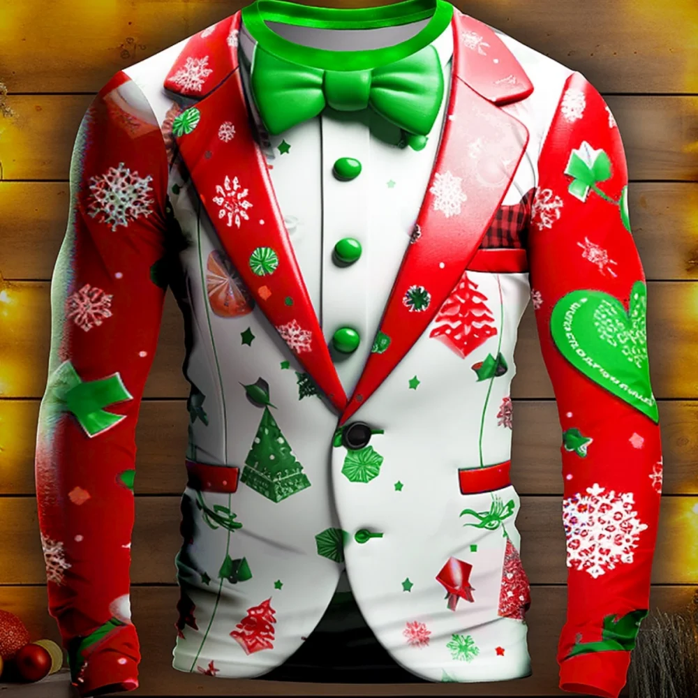 Top Trends: New Christmas Dress Print T-Shirt Cotton For Men Long Sleeve Tops Fashion Designer Clothing Extra Large Size Christmas Clothing Shoppable Styles