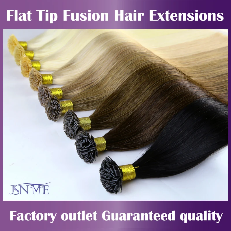 Top Trends: JSNME U / Flat Tip Human Hair Extensions Natural Hair Hot Fusion Real Remy Bonded Keratin Hair Extensions Natural Hair 1g / Strand Shoppable Styles