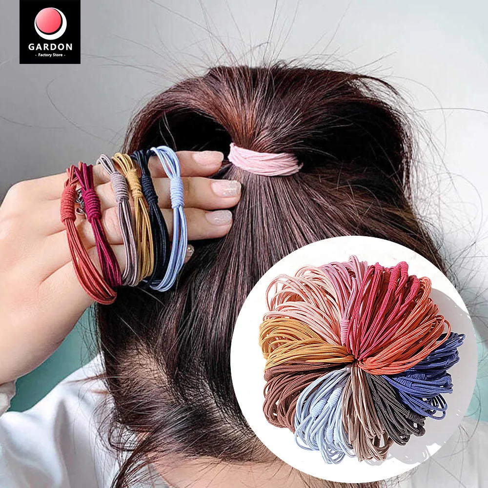 Top Trends: 10Pcs / Set Women&#039;s Solid Color Elastic Hair Rope Rubber Band Headband Ponytail Fixer Hair Girl Hair Accessories Tools Wholesale Shoppable Styles