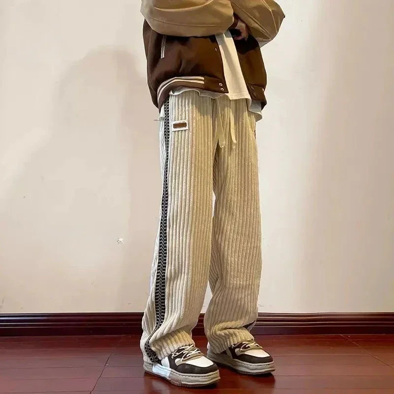 Top Trends: Korean Corduroy Pants For Men In Spring And Autumn, Loose Straight Wide-leg Trendy And Versatile Casual Trousers Korean Pants Shoppable Styles - Image 4