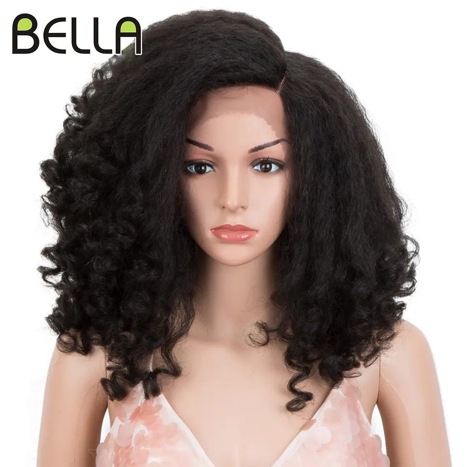 Top Trends: Bella Curly Hair Synthetic Lace Wig Braided Dreadlock Big Hair Wig For Black Women 14 Inch Kinky Curly Hair Synthetic Front Wig Shoppable Styles