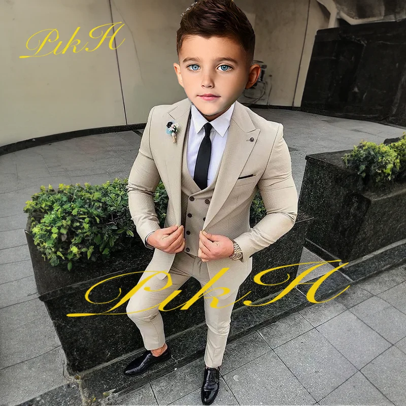 Top Trends: Suit For Boys Wedding Tuxedo Jacket Vest Pants 3-Piece Khaki Kids Complete Clothes Blazer Child Costume Enfant Garçon Shoppable Styles