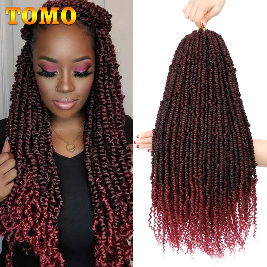 Top Trends: TOMO Pre-twisted Passion Twist Crochet Hair 14 24 Inch Ombre Bomb Twists Synthetic Crochet Braids Curly Bohemian Braiding Hair Shoppable Styles