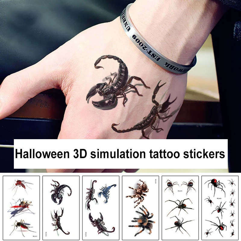 Top Trends: Waterproof 3D Spider Tatoo Scorpion Temporary Tattoo Stickers For Halloween Fake Tattoo Body Art Tatuajes Tatouage Temporaire Shoppable Styles