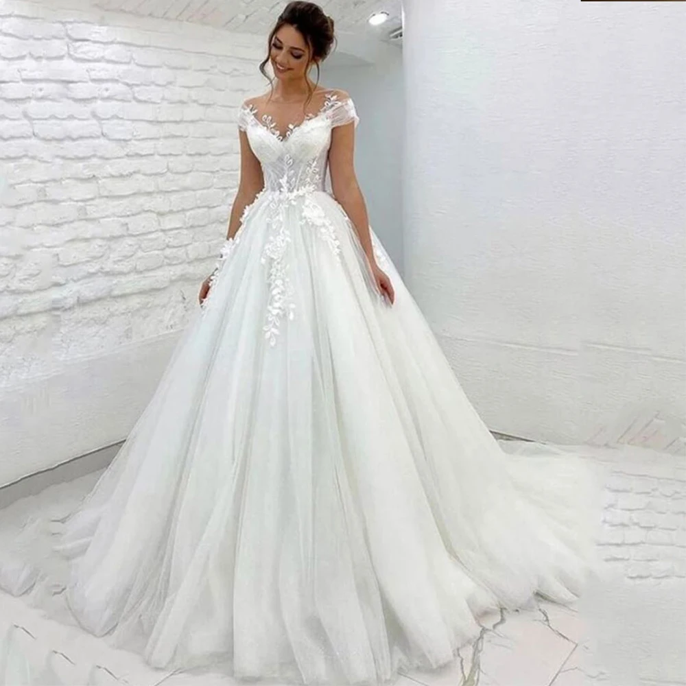 Top Trends: Ramanda Elegant V-Neck Sleeveless Wedding Dress For Bride 2023 A-Line Floral Lace Appliques Buttons Back Vestido De Novia Shoppable Styles