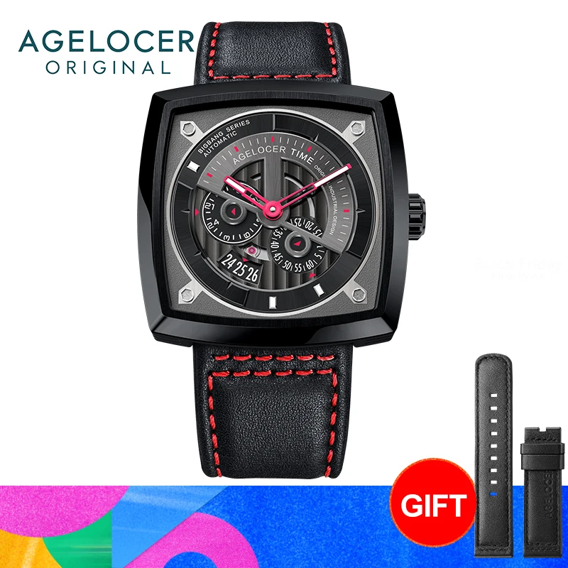 Top Trends: AGELOCER Racing Watch Men's Square Luminous Automatic Mechanical Watch Birthday Gift For Men Shoppable Styles