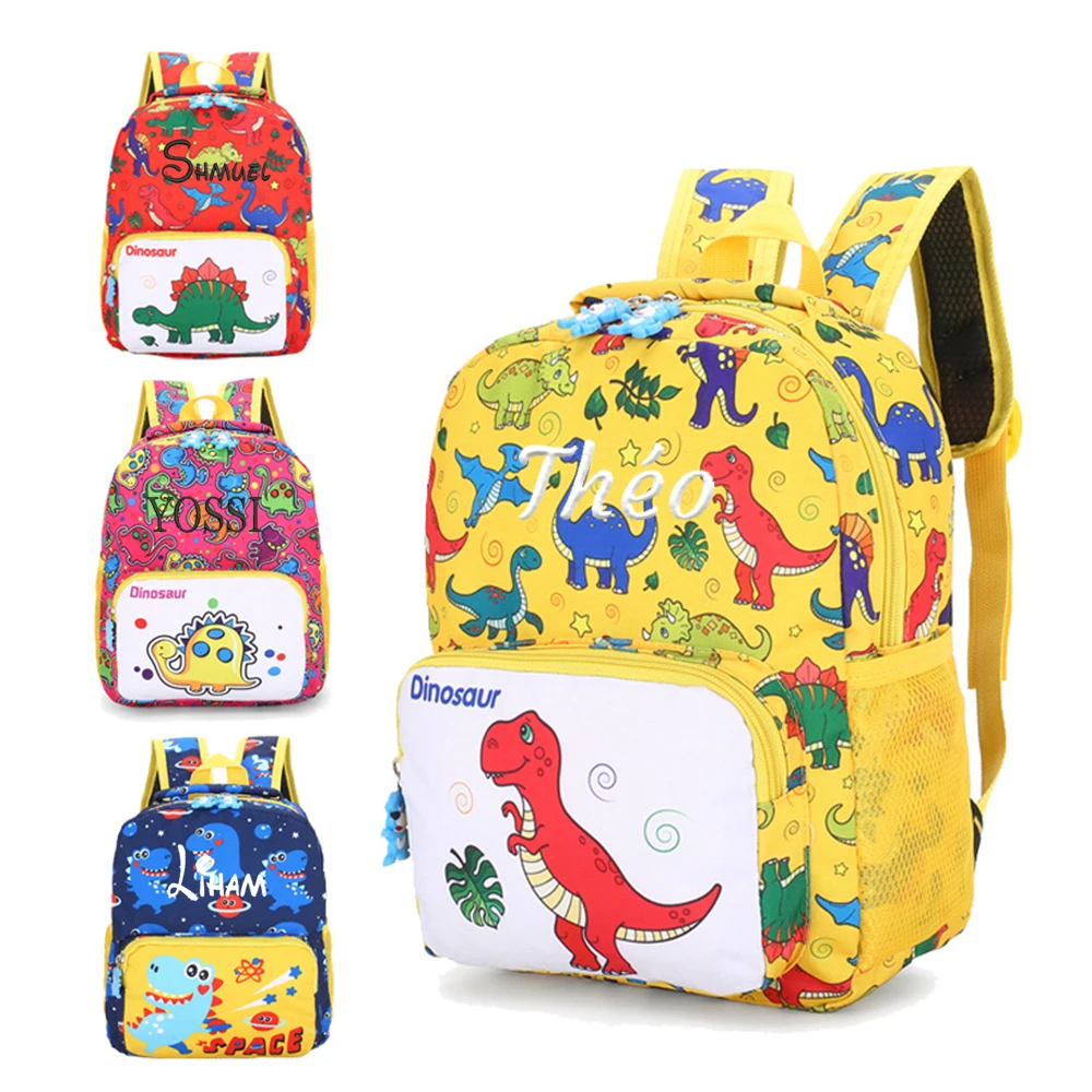 Top Trends: Personalized Name Kids Kindergarten Cartoon Dinosaur Backpack Aged 1-6 Boys Girls Schoolbag Embroidered Lightweight Snackbag Shoppable Styles