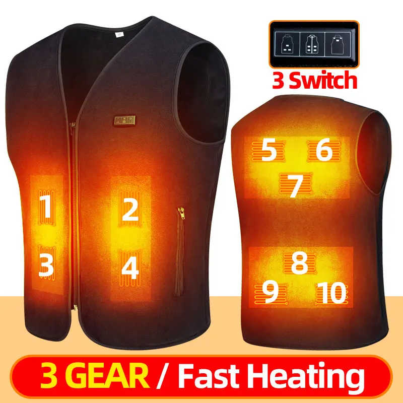 Top Trends: Fleece Heated Vest Men Women USB Electric Self Heating Vest Husband Warming Heated Jacket Thermal Hunting Clothing Motorcycle Shoppable Styles