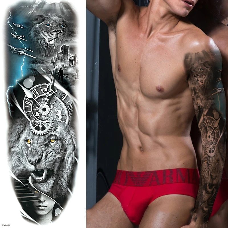 Top Trends: Large Arm Tattoo Sticker Full Sleeve Waterproof Body Art Full Fake Tatoo Tiger Wolf Flowers Rose Semi Permanent Tattoo Women Man Shoppable Styles - Image 2