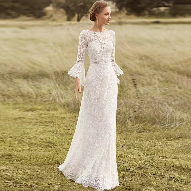 Top Trends: Boho A-line O-Neck Backless Wedding Dresses Sleeveless Robe De Mariée Bridal Gowns Vestidos De Novia 2023 Customize Real Photo Shoppable Styles