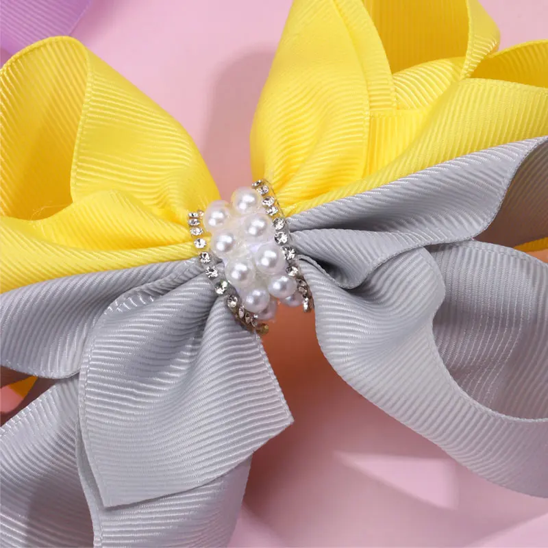 Top Trends: Colorful Girls Pearl Hair Bows Clips Kids Teens Ribbon Bow Boutique Hairpins Children Hairclips Headwear Hair Accessories Shoppable Styles - Image 6