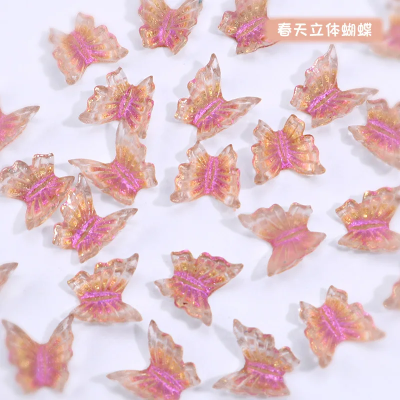 Top Trends: 50Pcs Nail Art Resin Charms 2023 Spring Holographic Butterfly 3D Decals Stones For Laser Nail Art Decorations Manicure Tips Shoppable Styles - Image 6