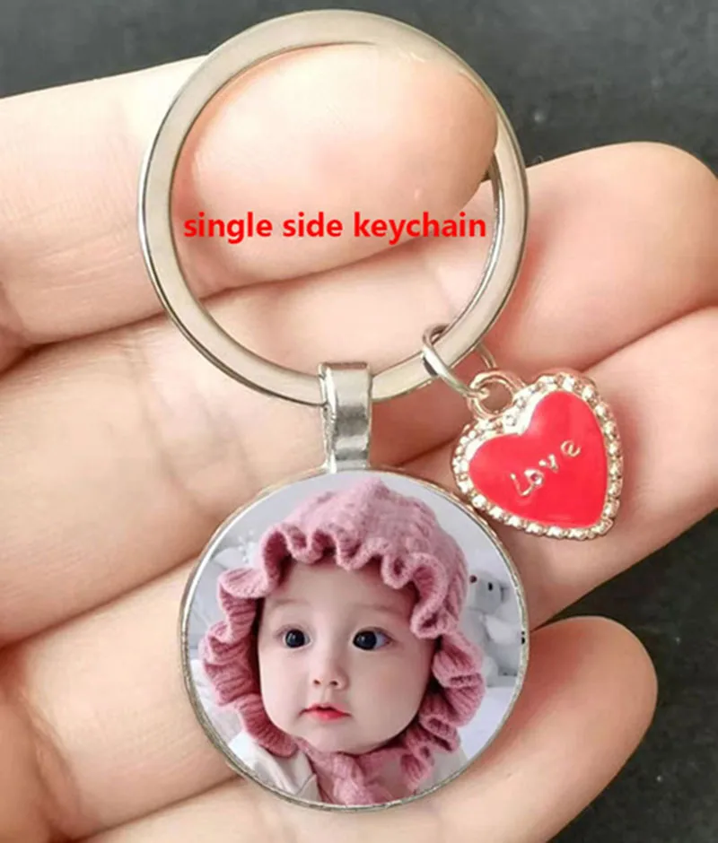 Top Trends: Personalized Custom Keychain Double Side Photo Mum Dad Baby Children Grandpa Parents Custom Designed Photo For Anniversary Gift Shoppable Styles