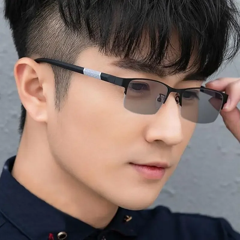 Top Trends: Luxury Men&#039;s Sunglasses Fashion Metal Half Frame Business Photochromic Eyewear Men Women Outdoor Sports UV Sun Shades Eyeglasses Shoppable Styles