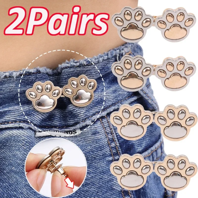 Top Trends: Cute Cat Claw Tighten Waist Buckle Metal Brooches Pins Clip Adjustable Snap Button Jeans Buttons Detachable Clothing Accessories Shoppable Styles