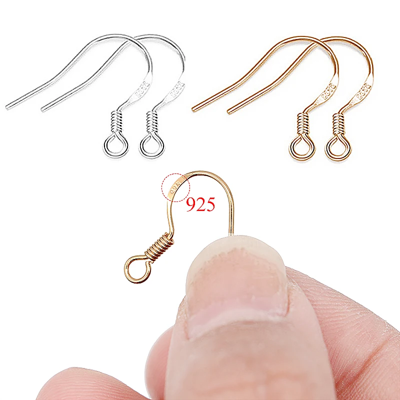 Top Trends: 100pcs / lot Carven 925 Silver Copper Earrings Clasps Hooks Fittings DIY Jewelry Making Accessories Iron Hook Earwire Jewelry Shoppable Styles