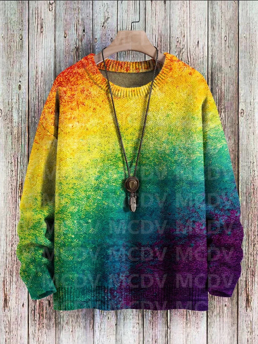 Top Trends: Abstract Multicolor Gradient Art Fashion Print Pullover Knit Casual Sweater Women For Men Sweater Shoppable Styles