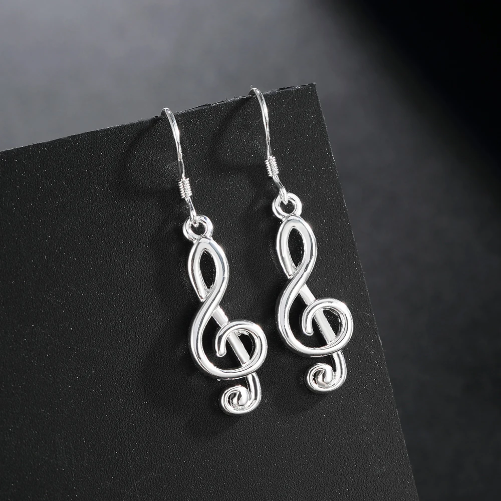 Top Trends: Selling 925 Sterling Silver Earrings For Women Fine Jewelry Valentine's Day Gift Romantic Music Notation Drop Shoppable Styles