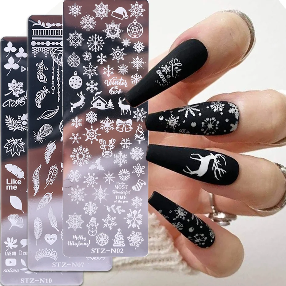 Top Trends: Nail Art Stamping Plate Snowflake Winter Christmas Rose Leaf Butterfly Desgin For Nail Polish Printing Template Tool KESTZN01-12 Shoppable Styles