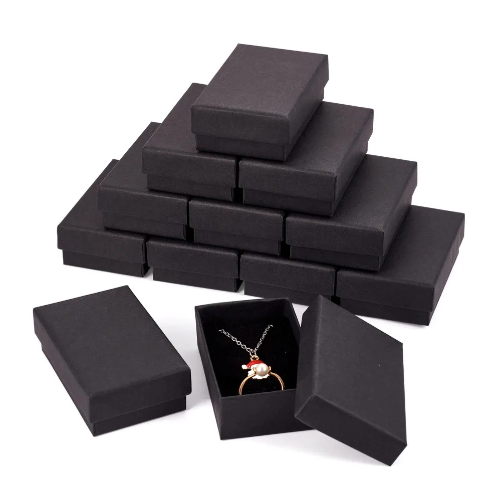 Top Trends: 18 / 24pcs Tan Black White Cardboard Jewelry Box Marble White Ring Necklace Bracelet DIY Gift Jewelry Storage Packing Supplies Shoppable Styles