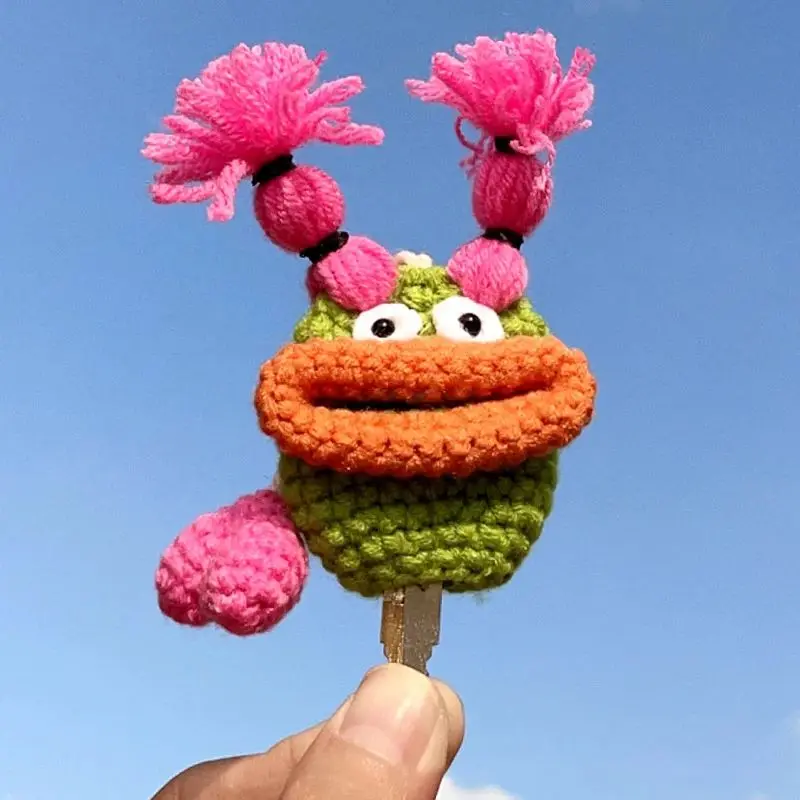 Top Trends: Sausage Mouth Funny Keychains Creative Knitting Monster Doll Crochet Keyrings Cute Car Keys Holder Storage Bag Keyring Wholesale Shoppable Styles