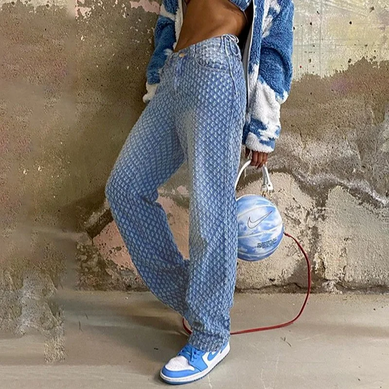 Top Trends: Y2k Women Vintage Denim Pants 2023 High-Waist Trousers Ripped Party Loose Straight Jeans Bottoms 90s Streetwear Hollow Blue New Shoppable Styles