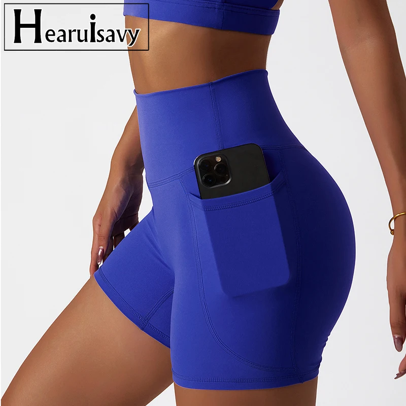 Top Trends: Comfortable Skin Friendly Summer High Waist Yoga Shorts Gym Hip Lift Pants Pocket Breathable Running Cycling Sports Shorts Women Shoppable Styles