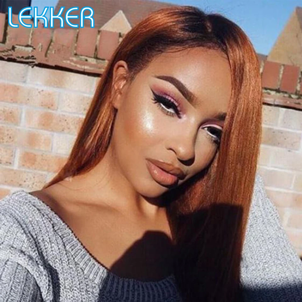 Top Trends: Lekker Ginger Brown Straight L Part Lace Front Human Hair Wigs For Women Pre Plucked Glueless Brazilian Remy Hair Long Bob Wigs Shoppable Styles