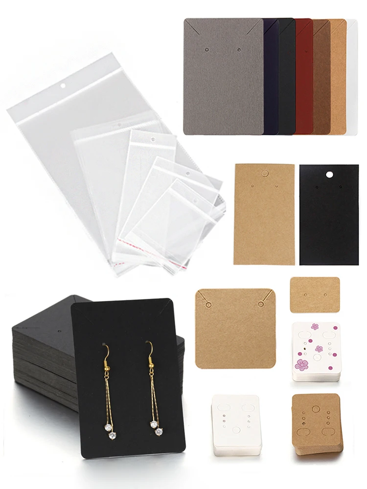 Top Trends: 50Sets Earring Cards With 50pcs Bags Necklace Earring Display Cards Self-Seal Bags For Jewelry Packaging Price Tag Card Holder Shoppable Styles