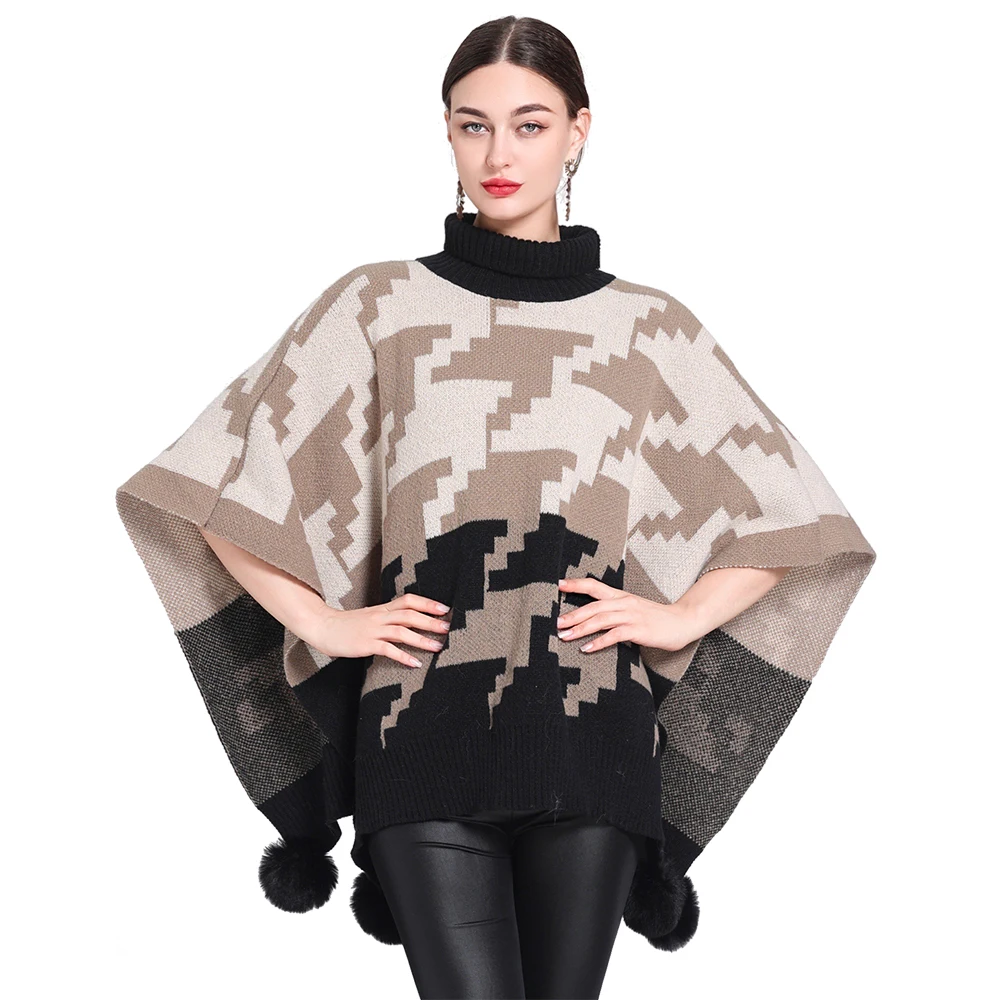 Top Trends: Women Autumn Winter Sweater Shawl Lady Knitted Houndstooth Wrap Swallow Gird Turtleneck Pullover Loose Spring Fall Poncho Cloak Shoppable Styles