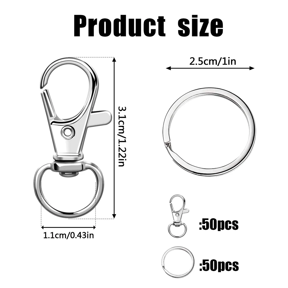 Top Trends: 100PCS Swivel Clasps Lanyard Snap Hooks With Key Rings Key Chain Clip Hooks Lobster Claw Clasps For Keychains Jewelry DIY Crafts Shoppable Styles - Image 2