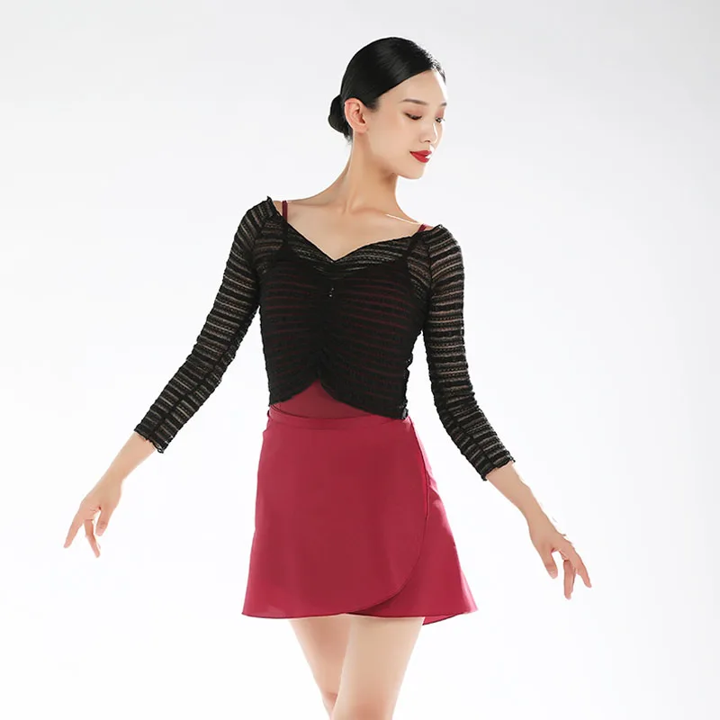 Top Trends: Women Modern Dance Tops Ballet T Shirt Long Sleeves Ballet Practice Flower Net Classic Costumes For Dancing Tops Dancewear Shoppable Styles - Image 5