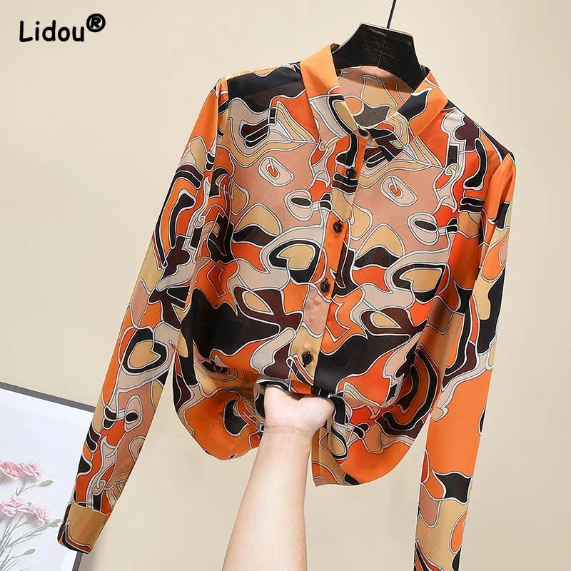 Top Trends: Women New Fashion Turn-down Collar Single Breasted Straight Casual Shirts Thin Office Lady Blouses Clothing Female Shoppable Styles