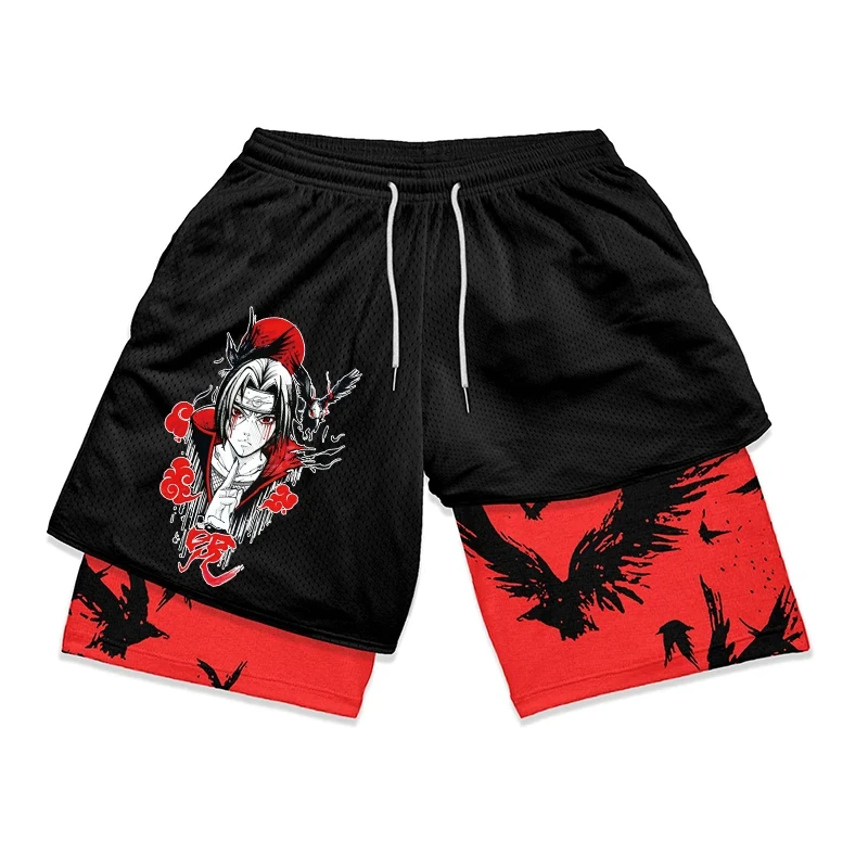 Top Trends: Men's Shorts 2 In 1 Bilayer Shorts Anime Sports Fitness Running Performance Shorts Print Casual Breathable Drawstring Shorts Shoppable Styles - Image 3