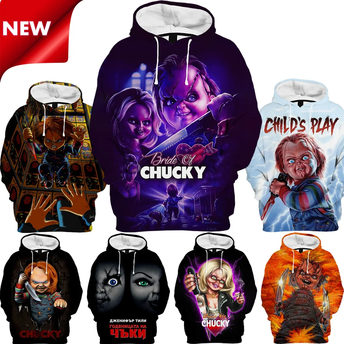 Top Trends: New Fashion Zip Hoodie Bride Of Chucky 3D Print Causal Clothing Plus Size Clothing Shoppable Styles