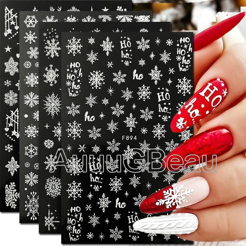 Top Trends: Nail Art 3d Decals Shining Glitters Winter Christmas Snowflakes Back Glue Nail Stickers Decoration For Nail Tips Beauty Shoppable Styles