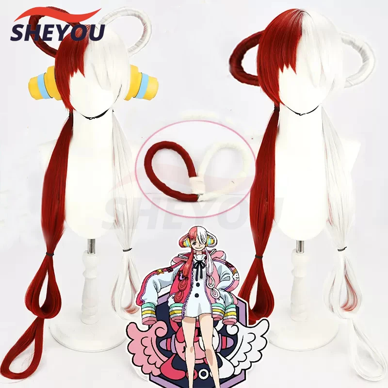 Top Trends: One Piece UTA Cosplay Wig Anime One Piece RED UTA 100cm Long Half Red Half White Heat Resistant Synthetic Hair Wigs + Wig Cap Shoppable Styles