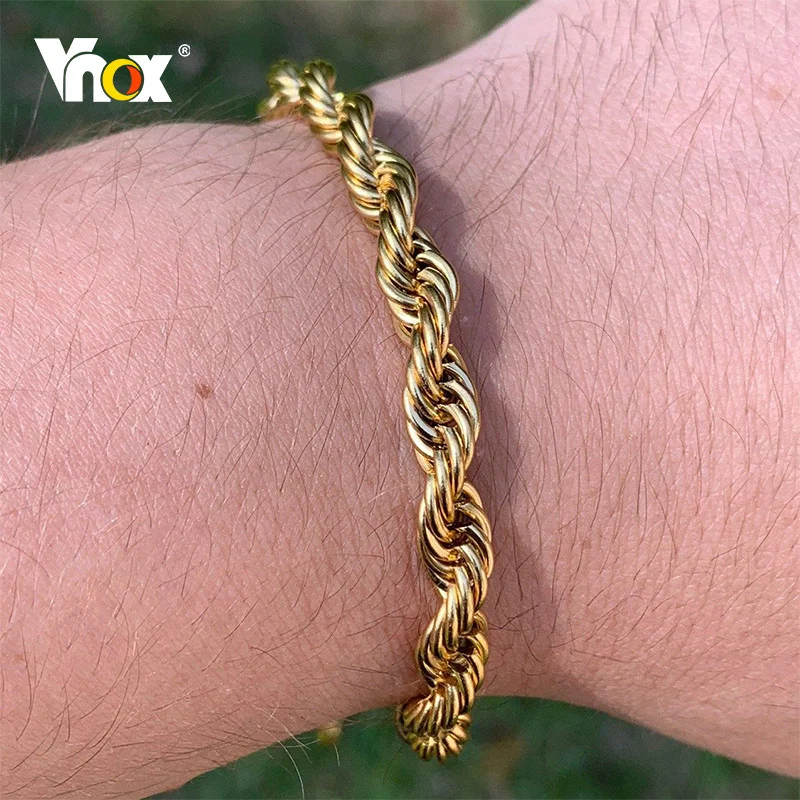 Top Trends: Vnox Basic 2 / 3 / 4 / 5mm Stainless Steel Twisted Rope Chain Bracelets For Men Women, Wrist Christmas Gifts Jewelry, Length Adjustable Shoppable Styles