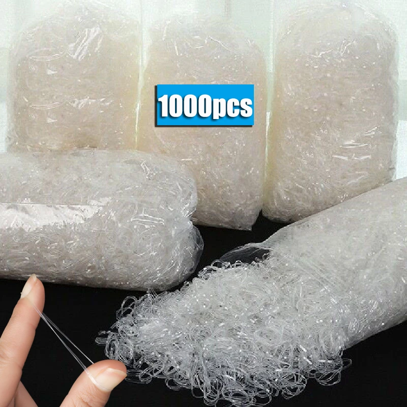 Top Trends: 200-1000pcs Transparent Hair Elastic Rope Rubber Band For Women Girls Bind Tie Ponytail Holder Accessories Hair Styling Tools Shoppable Styles