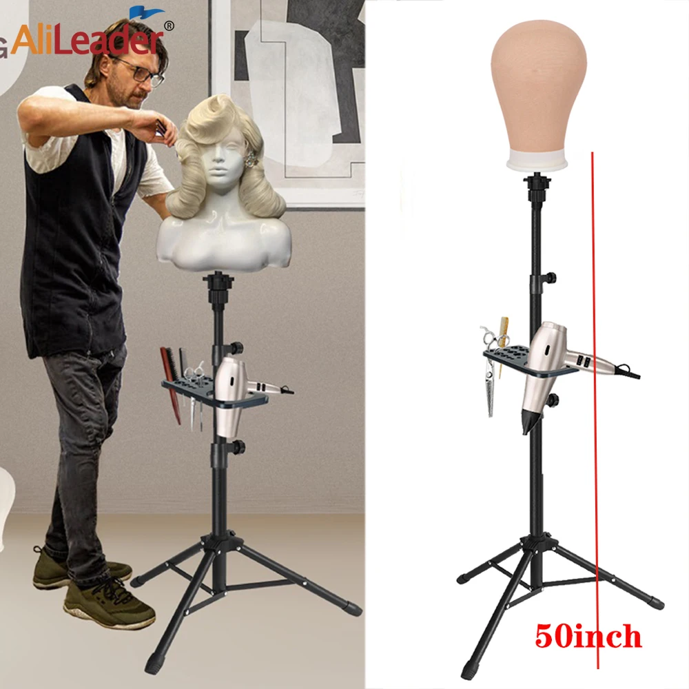 Top Trends: Wig Stand Tripod With Tray Adjustable Mannequin Head Stand Metal Wig Head Stand For Canvas Head For Display Wig Tripod Stand Shoppable Styles