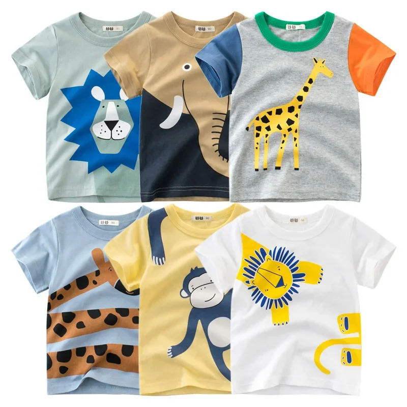 Top Trends: 2024 Summer Kids Clothes Boys Girls Short Sleeve T-shirt Tops Children Dog Lion Giraffe Cartoon Animal Cotton Print T Shirt Tees Shoppable Styles